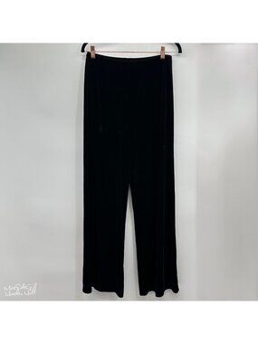 Chico's Black Velvet Textured Wide Leg Pants Size 1